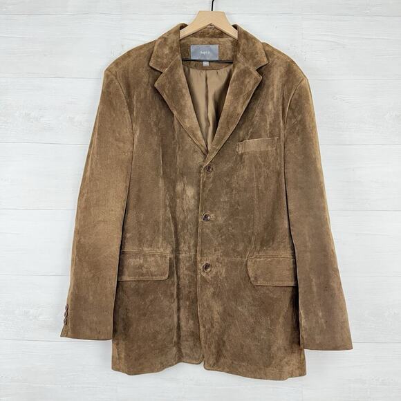 Apt.9 Suede Leather Sport Coat Blazer Men Size 46 R Brown Western Pockets - Picture 1 of 16